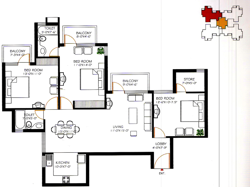 Floor Plan of Omaxe Heights Flats in Faridabad